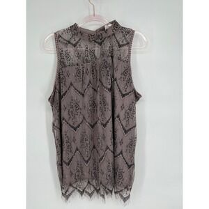Eve & Maddie Sz XL Lace Sleeveless Top‎ Mock Neck Mauve Festival Party Blouse